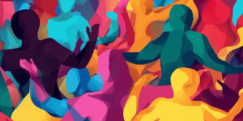 Abstract art of diverse bodies