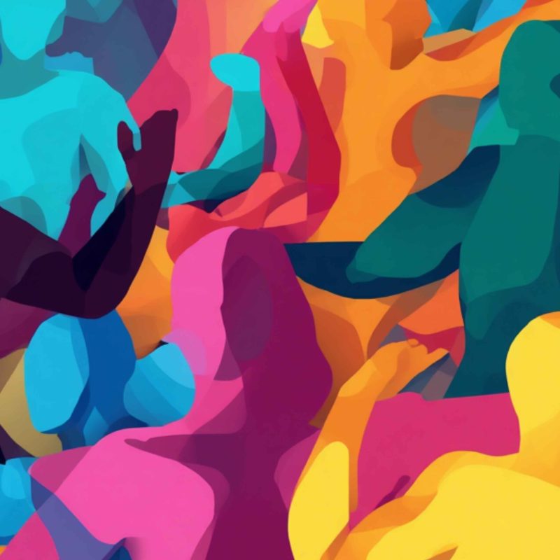 Abstract art of diverse bodies